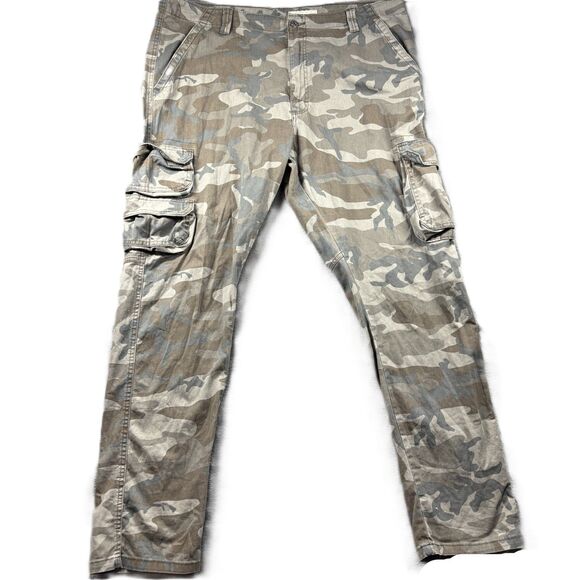 Wrangler Men Cargo Camo Pants Camouflage Utility Regular Taper Green 40x32 H218 - Picture 1 of 10